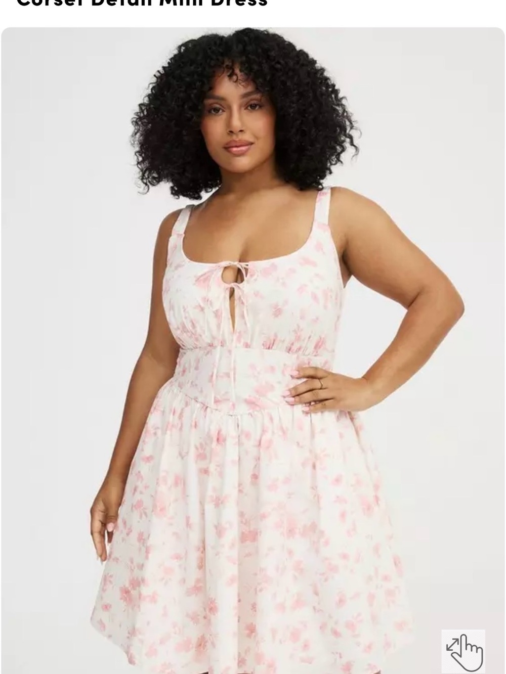 torrid White and Pink Floral Corset Detail Mini Dress